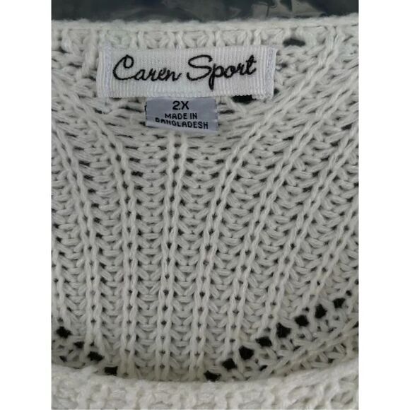 T4 Boho Caren Sport Knit Sweater Open Weave Pullover Long Sleeve Cream - Picture 3 of 5